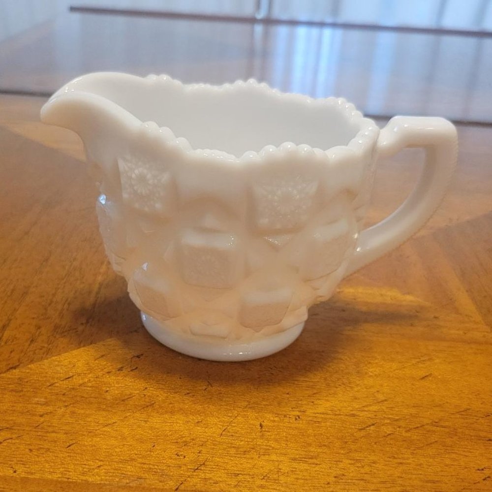 Westmoreland Old Quilt Pattern Creamer - 1940's Vintage Milk Glass